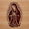 An intricately designed vector art representation of the revered Virgin Mary figure.