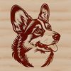 Cute Dog Illustration SVG File A digital illustration of a Welsh Corgi's head, depicted in vector format.