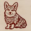 Cute Dog Sitting Vector Graphic A stylized illustration of a seated Welsh Corgi, ideal for vector graphics projects.