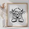 Peeking Highland Cow Vector Illustration - Free PDF