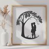 Embracing Love Forever Illustrative vector art of a tree embracing lovers in a romantic gesture