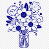 Elegant Wedding Floral Design An SVG illustration of a collection of flowers tied together with a ribbon or stem.