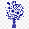Floral Design SVG Cut File A stylized bouquet of flowers in a vector design format, suitable for cutting machines and digital editing.
