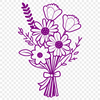 Vibrant Floral Bouquet Tied with Ribbon A floral arrangement featuring a variety of blooms tied together with ribbon or twine.