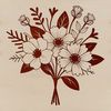 Lovely Bouquet Vector Graphic An illustration of a floral arrangement featuring various types of blooms tied together with a ribbon or stem.