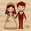 Wedding Illustration in Full Color A detailed illustration of a happy couple exchanging vows in front of their guests on their special day.