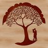 Interlocking Hearts Tree Design A stylized illustration of a tree with intertwined branches and hearts, symbolizing love and romance.