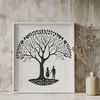 Heartfelt Tree Design for Weddings A stylized illustration of a tree with intertwined lovers, suitable for wedding or Valentine's Day designs.