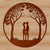 Lush Tree Couple Icon An ornate, vector design featuring a couple embracing beneath the foliage of a lush tree.
