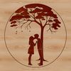 Beautiful Couple Tree Sculpture Art An illustration of intertwined lovers beneath a blooming tree, symbolizing love and togetherness.