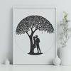 Romantic Tree Illustration A stylized illustration of a tree with intertwined branches and roots, symbolizing eternal love and unity.