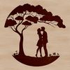 Tree of Devotion Symbol A minimalist illustration of a tree with intertwined branches and roots, symbolizing love and connection.