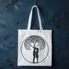 Intertwined Lovers Tree A stylized illustration of a tree with intertwined lovers embracing, suitable for wedding or Valentine's Day designs.