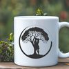 Sweetheart Silhouette Under a Leafy Tree A stylized illustration of two people embracing under a tree, symbolizing love and partnership.