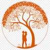 An elegant vector design featuring a tree with embracing trunks, ideal for wedding or Valentine's Day decorations.