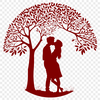 Interlaced Branches Symbolism An illustration of a tree with intertwining branches symbolizing love and partnership.