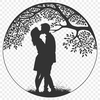 Intertwined Love in a Branching Romance An illustration of a tree with intertwined lovers embracing in the branches.
