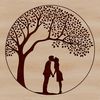 A stylized illustration of a tree with intertwined branches forming a heart shape, symbolizing eternal love.
