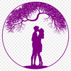 Embracing Under the Branches An illustration of two people embracing under the branches of a stylized tree.
