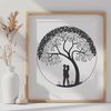 An illustration of a tree with intertwined branches, symbolizing love and unity.