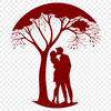 Embracing Love Under the Trees A stylized illustration of two lovers embracing under a tree, symbolizing love and unity.