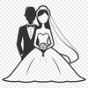 Stylized Bride and Groom SVG Design A stylized illustration of a wedding ceremony featuring a bride and groom.