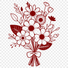 Whimsical Flower Cluster Design A vector illustration of a colorful bouquet of flowers with mixed blooms and greenery.