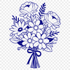 A vector floral bouquet illustration featuring various blooms.