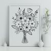 Wedding Floral Patterns Vector A bouquet of assorted flowers in a decorative arrangement.