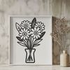 Floral Arrangement Illustration A stylized graphic illustration of a floral arrangement, suitable for various design applications.