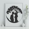 Love in Full Bloom A stylized illustration of a tree with two figures embracing each other, symbolizing love and unity.