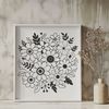 Beautiful Flowers in Vase Clip Art A collection of flowers arranged in a decorative vase, suitable for wedding decorations or Mothers Day gift ideas.
