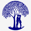 Blooming Love Underneath An illustration of a couple embracing under a blooming tree, symbolizing love and connection.