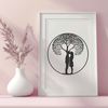 Eternal Love Symbol A pair of embracing figures standing under the branches of a tree, symbolizing eternal love.