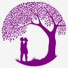 Romantic Tree Illustration SVG Design A romantic tree illustration featuring intertwined lovers with their lips locked in a kiss.