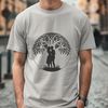Beautiful Embracing Tree Silhouette An SVG graphic representation of a lovers' tree, featuring a central trunk with embracing foliage.