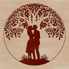 Romantic Tree Design for Wedding Decorations An ornate tree design featuring couples intertwined at the top, suitable for wedding decorations or Valentines Day themes.