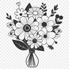 Beautiful Hand-Drawn Flower Arrangement A stylized illustration of a floral bouquet suitable for various designs and crafts.