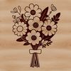 Hand-Drawn Bouquet Illustration A hand-drawn floral arrangement of flowers in various colors and shapes.