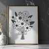 Tied with Love Flower Arrangement An illustration of a bouquet featuring various types of flowers tied together with a ribbon.