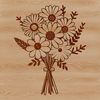 Whimsical Flower Bouquet Illustration A bouquet of fresh flowers in various colors arranged in a decorative manner.