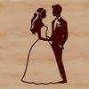 Beautiful Wedding Clip Art Illustration A stylized illustration of a happy bride and groom exchanging vows.
