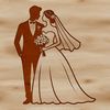 Romantic Bride and Groom Clip Art A stylized illustration of a bride and groom in a romantic pose.