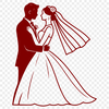 Beautiful Bride and Groom SVG Design A detailed illustration of a wedding ceremony, featuring a bride and groom exchanging vows.