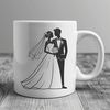 Romantic Wedding Scene SVG Art Couple exchanging vows in a romantic outdoor setting, designed as an editable vector graphic for printing or digital use.