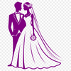 Happily Ever After Illustration A simple illustration of a happy couple exchanging vows on their wedding day.