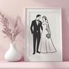 Beautiful Love Story Vector Art A vector illustration of a bride and groom in a romantic setting, suitable for various uses.
