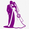Whimsical Wedding Illustration A stylized illustration of a wedding ceremony with the bride and groom in the center.