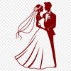 Bride and Groom Clip Art Illustration A wedding-themed clip art illustration featuring a bride and groom.