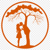 Love Tree Illustration Design A stylized illustration of a tree with two embracing figures, representing love and unity.